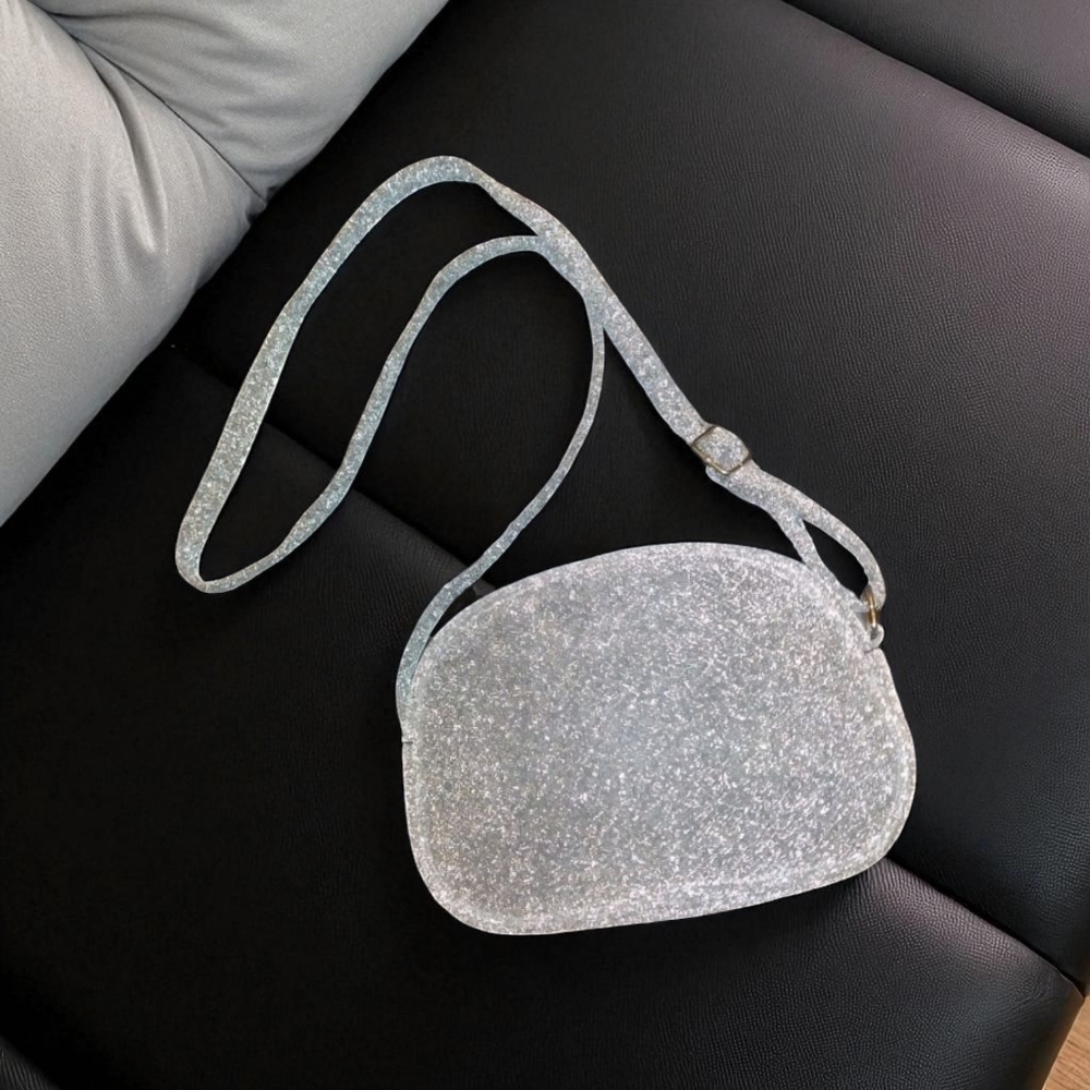 NWOT Metallic Silver Sparkle Mini Crossbody